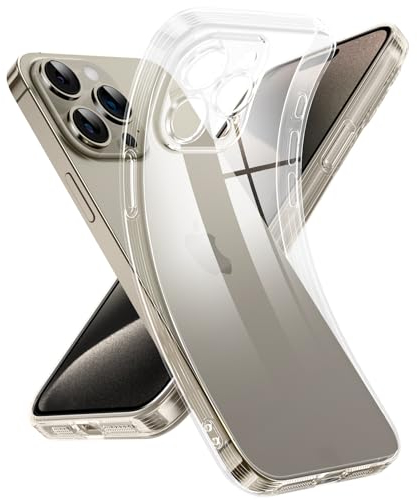 Supdeal Crystal Clear Hülle für iPhone 15 Pro Max, Niemals gelb mit Kameraschutz, Silikon Durchsichtig Handyhülle Weicher Passform, Ultra Dünn und Leicht Case Cover, 6,7 Zoll, Transparent