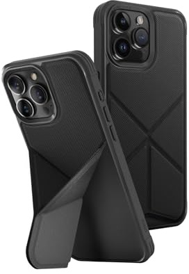 UNIQ Transforma Handyhülle Kompatibel mit iPhone 15 Pro Max, MagClick Magnetische Aufladung Kompatibel (Schwarz)