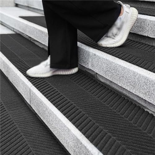 GQQG 1 Stück rutschfeste Stufenmatten, Bodenmatte für Treppen für den Außen- und Innenbereich, rutschfest Stufenschutzmatten, Antirutschstreifen Treppe Set (Size:30x240cm,Color:Dark Gray)