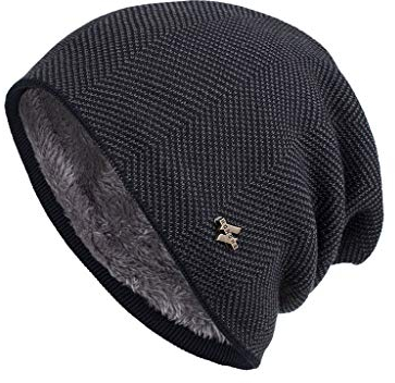 Soupliebe Beanie Mütze Damen Herren Winter Klassische Wintermützen Mütze Unisex Gefütterte Kaschmir Strickmütze Beanie Warm Weich Schwarz Wintermütze Geschenke