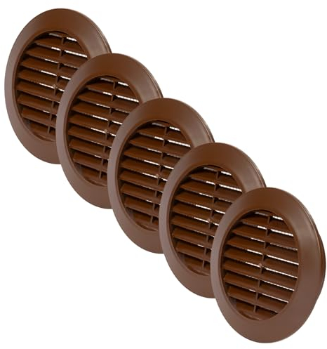 Vent Systems 70 mm / 2.75 Inch - Pack of 5 Brown Door Air Register - Ventilation Grille - Indoor Vent Grates - Bathroom, Cabinet, Garage Through The Door Vent Cover
