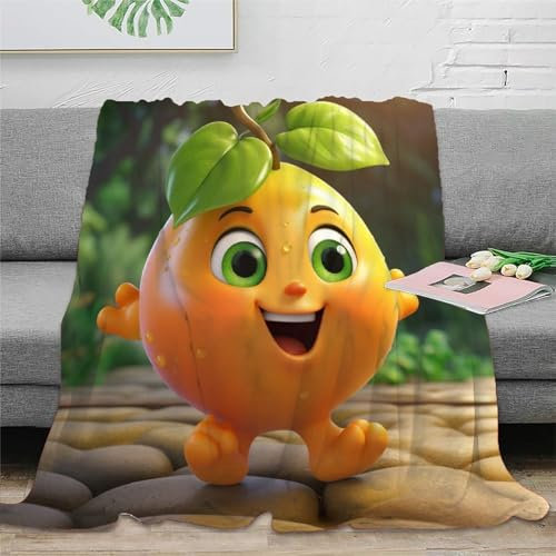 KeAan Niedliches Obst 3D Zeichentrickfilm Gedruckt Decke Für Geschenke Für Mädchen Jungen Alle Jahreszeiten Super Weich Gemütlich Plüsch Wirft Decke Für Couch Sofa Bett Büro 40x50inch(100x130cm)