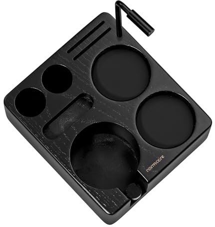 Normcore Kompakte Stopfstation – Espresso-Tamperstation aus schwarzem Eschenholz – Tamperhalter aus echtem amerikanischem schwarzem Eschenholz, Siebträger-Ständer für 58 mm Espressomaschinen-Zubehör