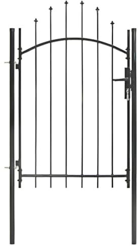 ARKEM Metal Garden Gates,Outdoor Fence Gate Galvanised Swing Gates Suit Garden Patio Or Terrace,Garden Gate Steel 1x2 m Black