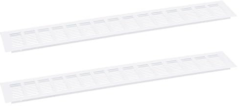 sourcing map Air Vents Cover, 2Pcs 600 x 100mm - Aluminum Alloy Mesh Air Return Vent Cover, Rectangle Louvered Ventilation Grille for Shoe Cabinet Wardrobe (White)