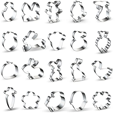 20 stampi 3D a forma di cartone animato per torte e biscotti per uso alimentare, utensili da forno per Pasqua, durevoli, regalo per bambini, formine per biscotti