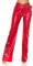 Damen Highwaist Kunstleder Hose Schlaghose Bootcut mit Deko Gürtel und Schnalle XL