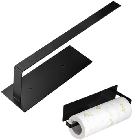 JJiaoLinin Paper Towel Holder, Black Magnetic Paper Roll Holder,No Drilling Required with Strong Adsorption for Kitchen & Bathroom