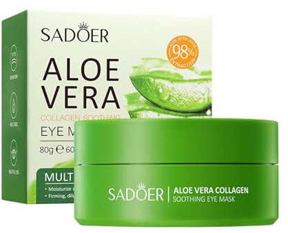 60 Stück Augenpads Augenmaske gegen Augenringe Collagen Augenpads Gegen Augenringe Mit Aloe Vera Kollagen für Anti-Aging (Aloe Vera)