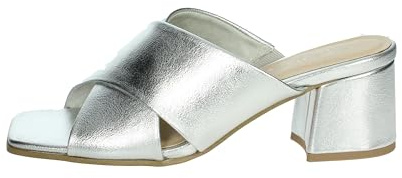 MARCO TOZZI Damen Pantoletten mit Blockabsatz Elegant, Silber (Silver), 38 EU