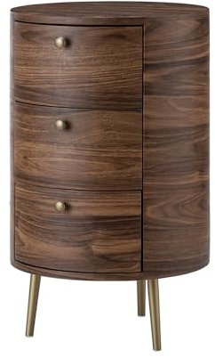 HULALA HOME Table de Chevet, Contemporaine Chevet de Lit, Bedside Table à 3 Tiroirs, Table de Chevet avec Pieds en Métal, Table Chevet pour Salon, Chambre à Coucher, Table de Chevet Bois (Brun foncé)