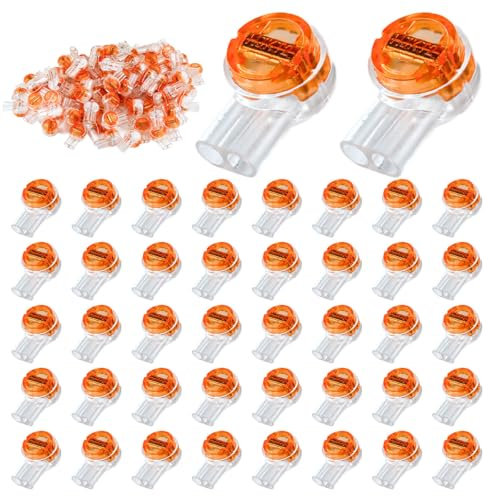 Selyse 100 Stück UY2 Einzeladerverbinder K2 - Wasserdichte Jelly Crimp Kabelverbinder für Telefon- und Signalkabel, 2-Port/2-Kern Anschluss (Orange)