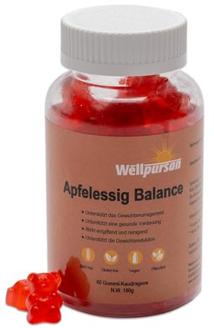 Wellpursan Aceto di sidro di mele, 1.000 mg – 60 tè da masticare per 30 giorni, con melograno e radice di barbabietola rossa, arricchita con vitamina B9 & B12, 100% vegano e senza glutine (1)