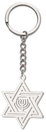 VASSAGO Porte-clés étoile de David Pour les femmes hommes juif étoile menorah porte-clés en acier inoxydable hanoukka porte-clés bijoux religieux