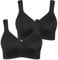 Ulla Popken Damen Mikrofaser-BH, 2er-Pack, Ohne Bügel, Vorgeformte Cups BH, Schwarz, 125B EU