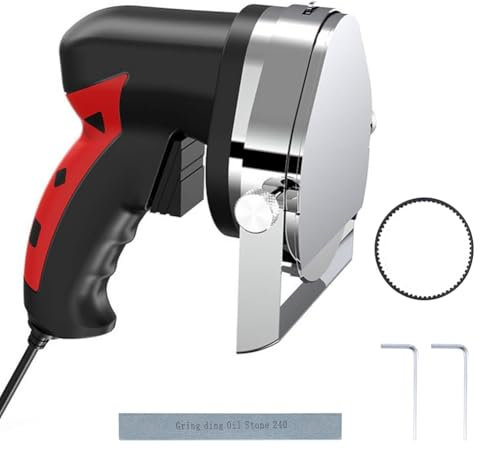 HYQNG Electric Kebab Slicer, 80w Handheld Shawarma Slicer Doner Slicer Gyros Knife 0-8mm Thickness Doner Kebab Meat Slicer, for Roast Meat Shops, Restaurants