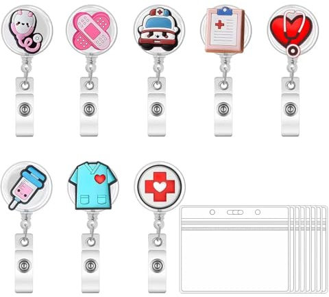 DERJDISF Enfermera Saturada y Accesorios Médicos – Conjunto de Lanyards Médicos y Llaveros Retráctiles, Óptimas Presentes para Médicos y Enfermeras, Salvabolsillos y Abre Cinturones