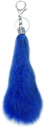 Xsclpomddy Fuchsschwanz Schlüsselanhänger Mini Pom Pom Schlüsselanhänger Glitzer Kristallstrass Taschen Rucksäcke Zubehör Charm Auto Schlüsselring,royal blue
