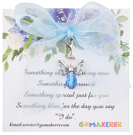 GOMAKERER Etwas Blaues als Geschenk Für Die Zukünftige Braut Hochzeitsstrauß Charme Blaues Hochzeitsgeschenk Mit Einer Geschenkkarte von Mama Papa Schwester Freunden