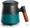 ZENS Tea Infuser Mug with Lid, 450 ML Embossed Ceramic Tea Cup Tea Strainers for Loose Tea Diffusers, Wood Handle Tea Infuser Mug with Coaster for Loose Tea Lovers Gifts, Tea Steeper Accessories