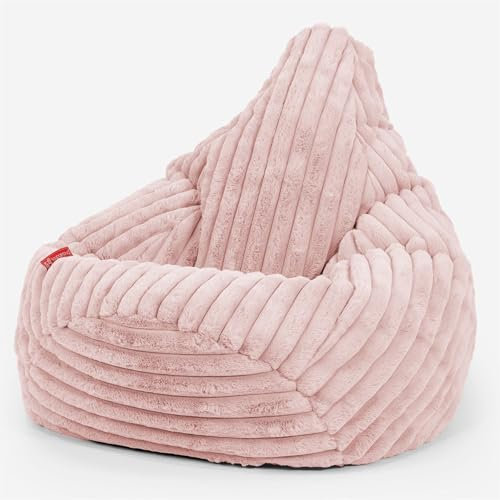 Lounge Pug Pouf Poire Gamer en Velours Côtelé Ultra Pelucheux - Facilement Transportable, Assise Confortable, Pouf Salon, Adulte, Chambre Ado - Rose Pastel