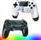 2 controladores inalámbricos para PS-4, diseño de grietas con luz RGB, batería de 1000 mAh, conector de audio de 3.5 mm, joystick de gamepad con sensor giroscópico de 6 ejes/panel táctil, controlador