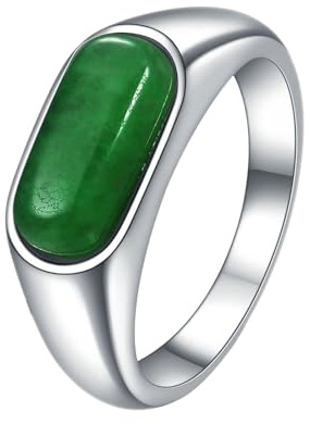 Aotiwe Edelstahl Ringe Ehe, Ringe Frauen Cool mit Ovalem Stein Silber Grün Freundschaftsringe Edelstahl Größe 60 (19.1)
