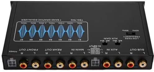 Gvvsjgdbis Equalizzatore Audio per Auto a 7 Bande, Regolazione Equalizzatore, Amplificatore di Crossover, Preamplificatore Parametrico Auto, Equalizzatore Audio +-12 DB