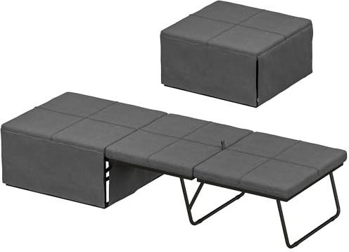 HOMCOM Klappbett ca. 190x60 cm Gästebett mit 8cm Schaumstoff Matratze, faltbar Reisebett, Erwachsene Einzelbett, Metallbett bis 120 kg belastbar, Faltbett für Büro, Gästezimmer, Grau