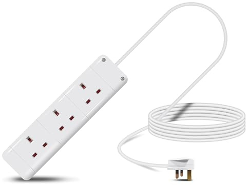 Eagle Three Gang Mains Power 13A Extension Socket to 13A UK Plug Lead Cable, British Standards BS1363 4m
