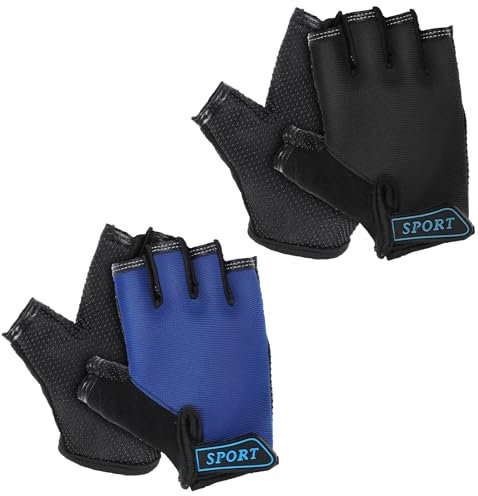 Aysatogc 2 Pairs Kids Bike Gloves, Kids Half Finger Gloves Non-Slip Toddler Kid Sport Glove Boys Girls Cycling Glove for Cycling Camping Fishing Summer Outdoor Sports Children(Large)
