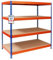 etm Weitspannregal 200 x 150 x 80 cm - mit Traglast bis zu 1500 kg, verwendbar als Schwerlastregal,Lagerregal,Kellerregal,Steckregal, Blau-Orange