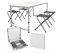 Riscko Mesa Plegable de Camping con 4 Taburetes | Aluminio y MDF | Ligera y Compacta | Altura Ajustable | Ideal para Picnic, Acampada y Eventos