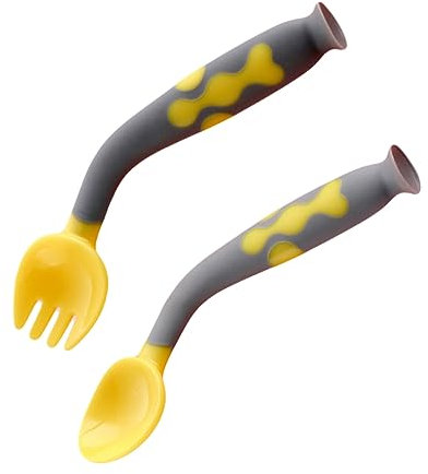 Warmhm 1 Ensemble De Cuillères Et Fourchettes Pour Bébé Vaisselle Pliable Pour Bébé Cuillère Et Fourchette Jaune