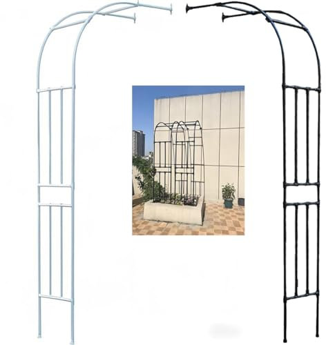 Generisch Außenbereich Gartenbogen Halbbogen Rankgitter, 10 Größen, Metall halbrund Rosenbogen, Torbogen für Kletterpflanzen, Rankhilfe Rankbogen Garage Terrasse Dekoration(Weiß,H240 x W150cm)