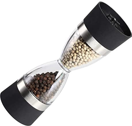 TOTIKI Pepper Grinder Manual Salt And Pepper Grinder， 2 In 1 Pepper Mill Ceramic Funnel Salt Grinder，kitchen Spice Bottle Pepper Mill(Black)