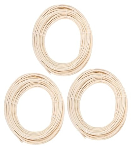 Matériau de Canne Ronde Beige 3 Rouleaux 250g pour Tissage de Meubles