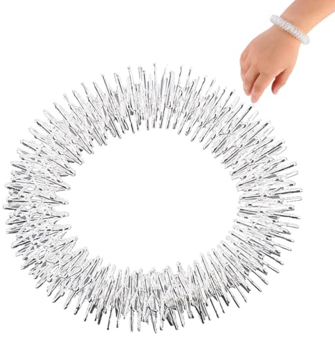 TISCH 1 Pcs Silbernes Handgelenk Massage Ring Schmerzlinderung Akupressur Handgelenk Massagegeräte Set Stachelige Sensorische Fingerringe für Hand Handgelenk Massage Schmerzlinderung