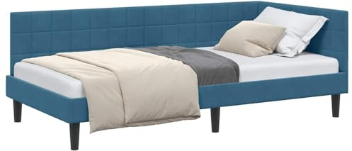 vidaXL Corner Velvet Bed Frame for Modern and Contemporary Bedroom Furniture - Space-Saving and Easily Wall Mounted