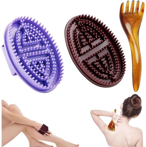 2PCS Massage Brush for Belly, Meridian Massage Brushes with Resin Massage Claw, Portable Body Massager for Muscle Relaxation at Home, Office, Travel, Compact Design for Easy Storage