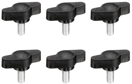 PATIKIL M5 x 10mm Tee Wing Thumb Screws, 6Pcs Carbon Steel Mechanical Handle Bolt Thumb Screws for Remove Replace Hand Clamping Tightening Knobs Power Supply, Black