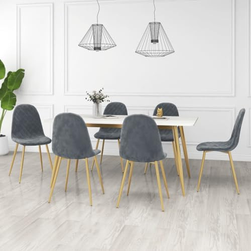 Zeehear Esszimmerstühle 6 STK., Dunkelgrün Samt, Goldene Beine, Küchenstühle Modern, Sitzgruppe für Esszimmer und Wohnzimmer, Bequeme Polsterstühle