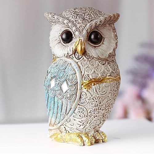 Jkioump Eule Deko, 5x9cm, Lustig Eulen Deko Figuren, Handgefertigte Tierfiguren Kunstharz Als, Arbeitszimmer Tischdekoration, Für Wohnzimmer Badezimmer