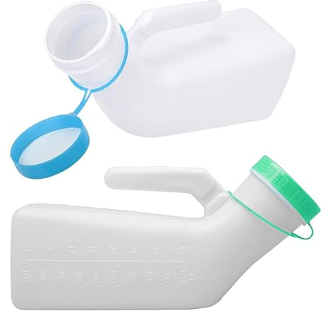 1000ml Male Urinal Bottle, 2 Pack Reusable Glow in the Dark Urinal Leak & Smell Proof Urinals with Easy Grip Handle, Urine Bottles for Elderly, Incontinence, Car, Hospital Use