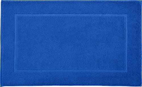%Marke% Duschvorlage, Badteppich New York Royalblau Größe 50x80 cm - saugstark, sehr strapazierfähig, hautsympathisch, trittweich, 100% Baumwolle
