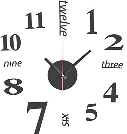 EsportsMJJ DIY Mini Moderna Arte Specchio Muro Orologio 3D Sticker Design Casa Ufficio Arredamento-Nero
