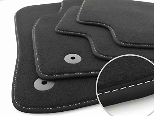 kh Teile Fußmatten passend für Golf 7 Premium Velours Qualität Automatten 4-teilig schwarz Nubuk schwarz Ziernaht weiß