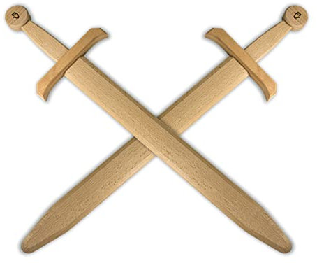 BestSaller 1108 Holzschwert Edler Ritter, Buche, massiv, ungeölt, 61cm, Natur (2 Stück)