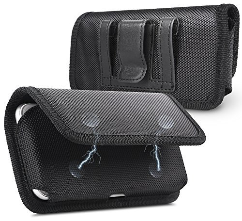 iPhone 8 Plus 7 Plus Belt Clip Case, miadore Galaxy S9 Plus PLUS SIZE Waist Pouch Holster Universal Phone Case,Oxford Horizontal Case w/Belt Loop for iPhone 8 Plus 6s Plus 7 Plus,Black