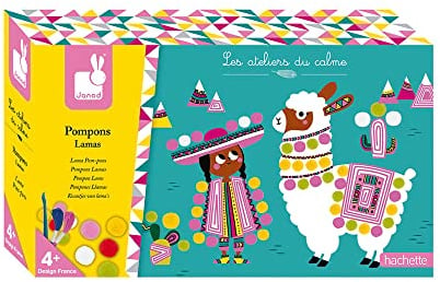 Janod Kreativ-Set Pompon-Karten Lamas 3 Stück